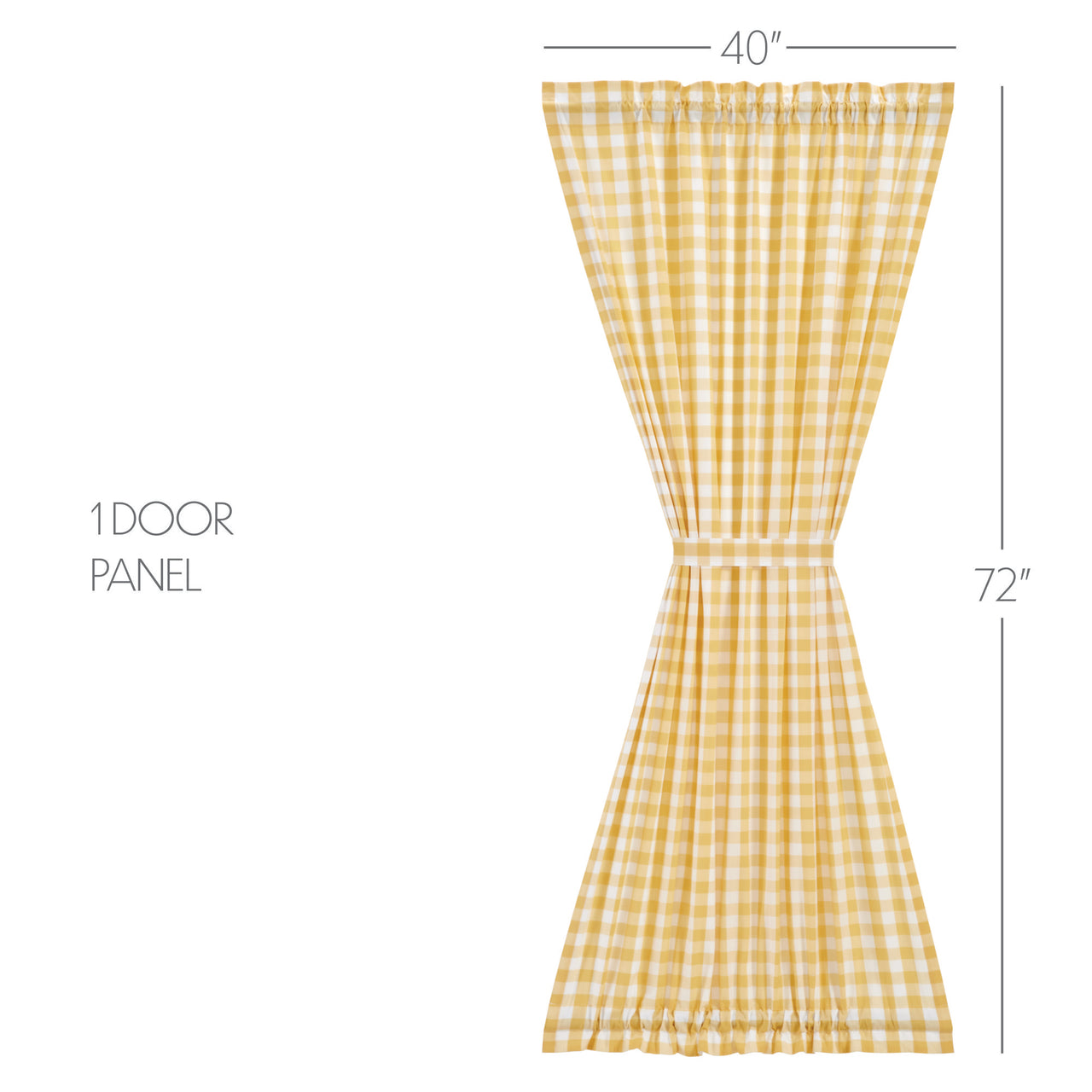 Annie Buffalo Yellow Check Door Panel Curtain 72"x40" VHC Brands