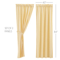Thumbnail for Annie Buffalo Yellow Check Short Panel Curtain Set of 2 84