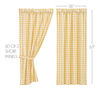 Thumbnail for Annie Buffalo Yellow Check Short Panel Curtain Set of 2 63