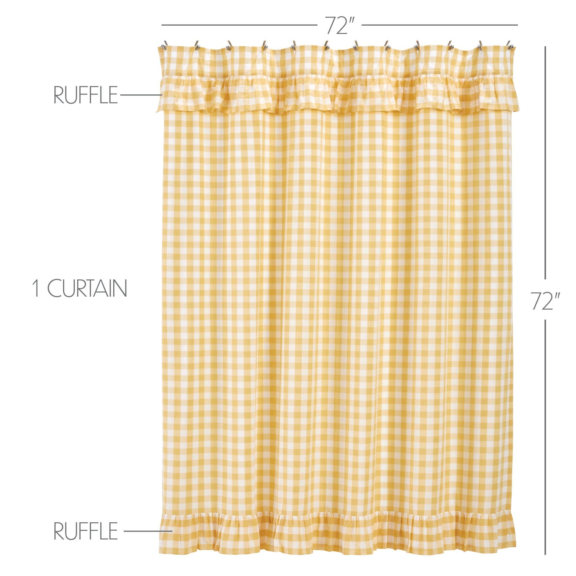 Annie Buffalo Yellow Check Ruffled Shower Curtain 72x72 VHC Brands - The Fox Decor