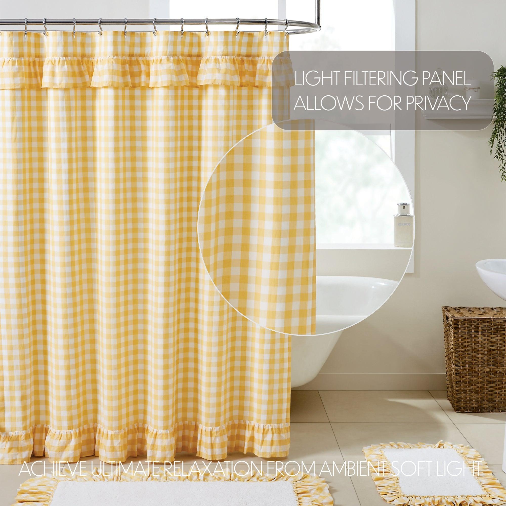 Annie Buffalo Yellow Check Ruffled Shower Curtain 72x72 VHC Brands - The Fox Decor