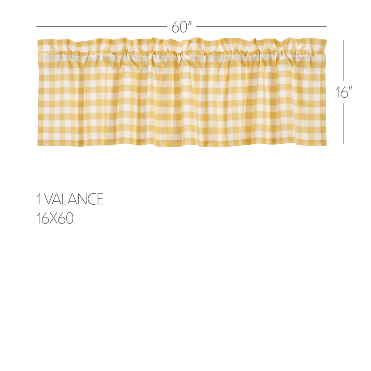 Annie Buffalo Yellow Check Valance Curtain 16"x60" VHC Brands