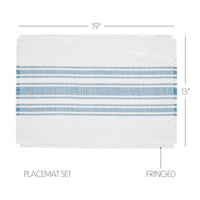 Antique White Stripe Blue Indoor/Outdoor Placemat Set of 6 13x19 VHC Brands - The Fox Decor