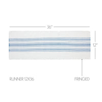 Thumbnail for Antique White Stripe Blue Indoor/Outdoor Table Runner 12x36 VHC Brands VHC Brands