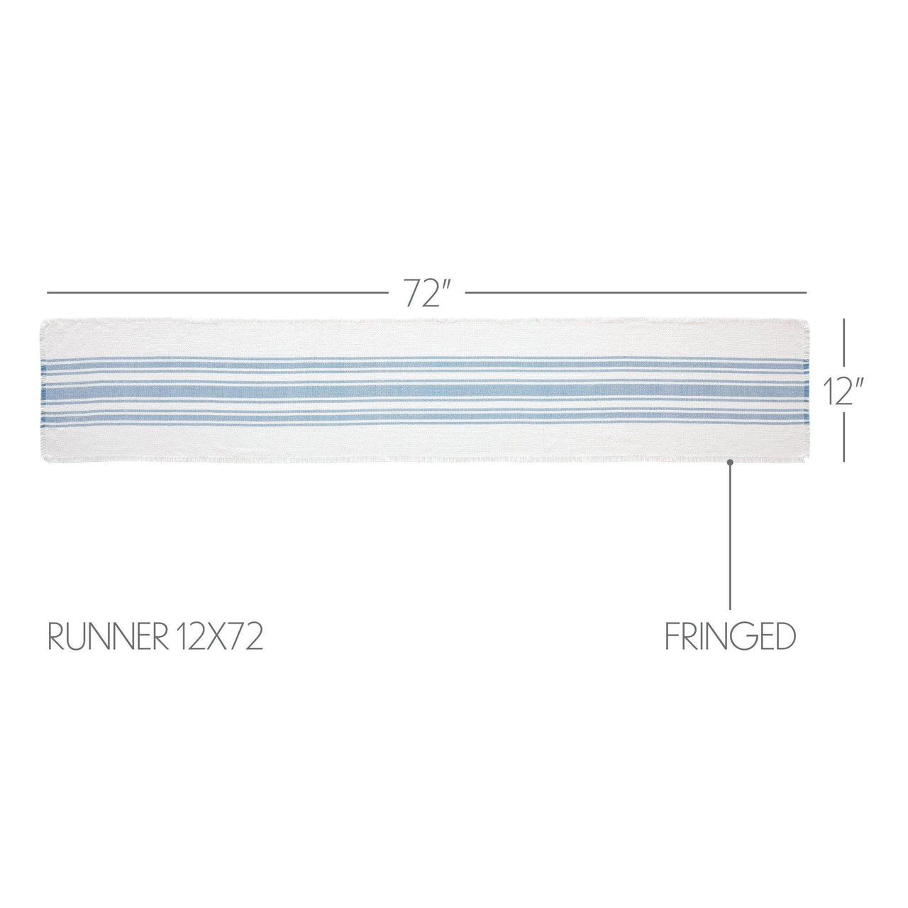 Antique White Stripe Blue Indoor/Outdoor Table Runner 12x72 VHC Brands VHC Brands - The Fox Decor