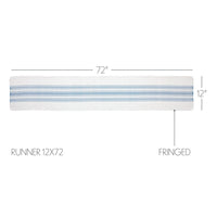 Antique White Stripe Blue Indoor/Outdoor Table Runner 12x72 VHC Brands VHC Brands - The Fox Decor