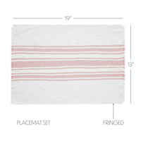 Thumbnail for Antique White Stripe Coral Indoor/Outdoor Placemat Set of 6 13x19 VHC Brands