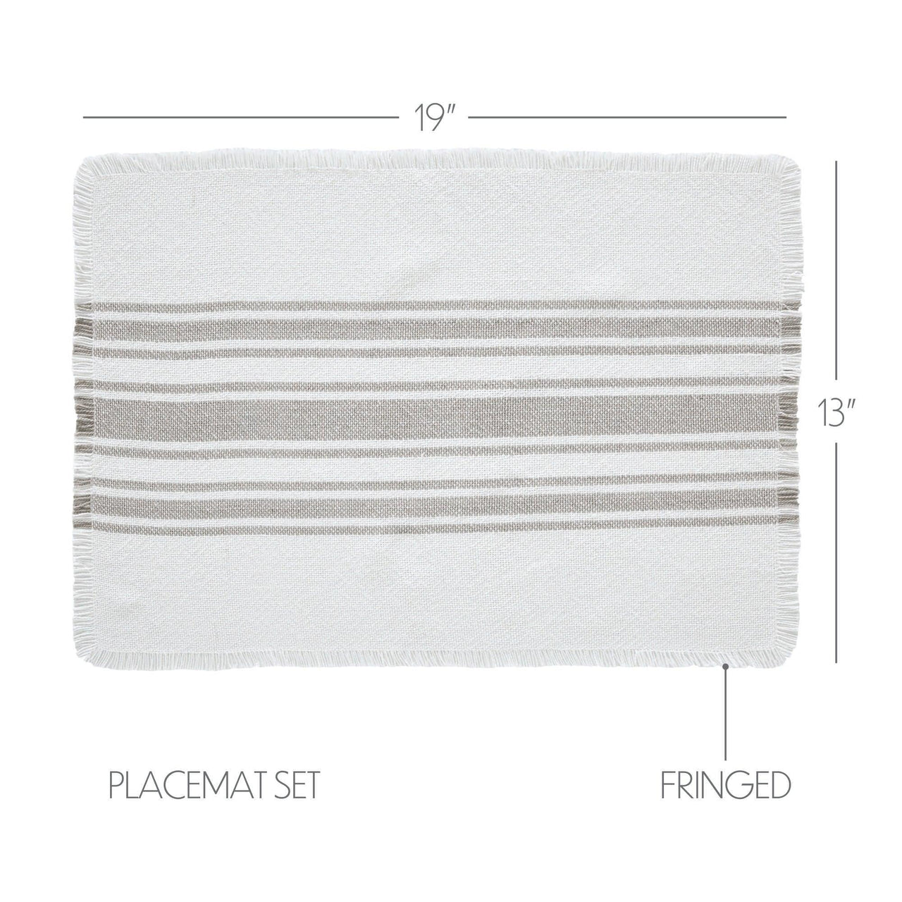 Antique White Stripe Dove Grey Indoor/Outdoor Placemat Set of 6 13x19 VHC Brands - The Fox Decor