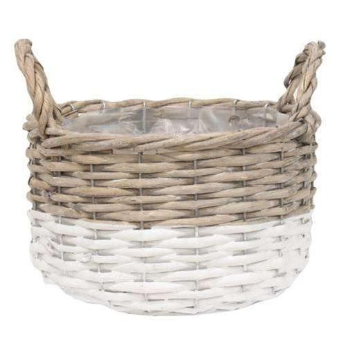 3/Set, White Dipped Willow Bushel Basket Planters - The Fox Decor