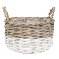 Thumbnail for 3/Set, White Dipped Willow Bushel Basket Planters - The Fox Decor