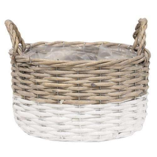 3/Set, White Dipped Willow Bushel Basket Planters - The Fox Decor