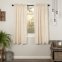 Thumbnail for Simple Life Flax Natural Short Panel Country Style Curtain Set of 2 63