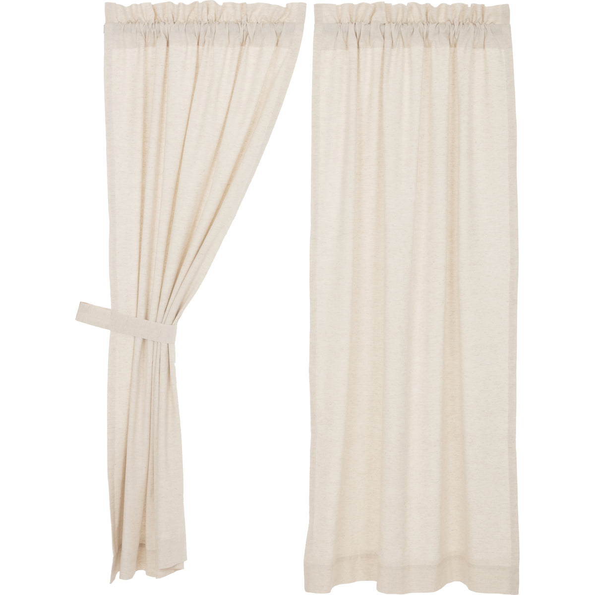 Simple Life Flax Natural Short Panel Country Style Curtain Set of 2 63"x36" - The Fox Decor