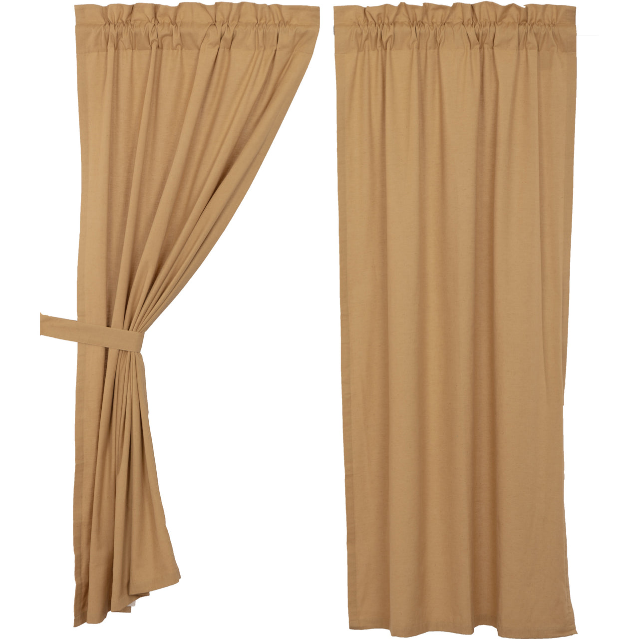 Simple Life Flax Khaki Short Panel Country Style Curtain Set of 2 63"x36"