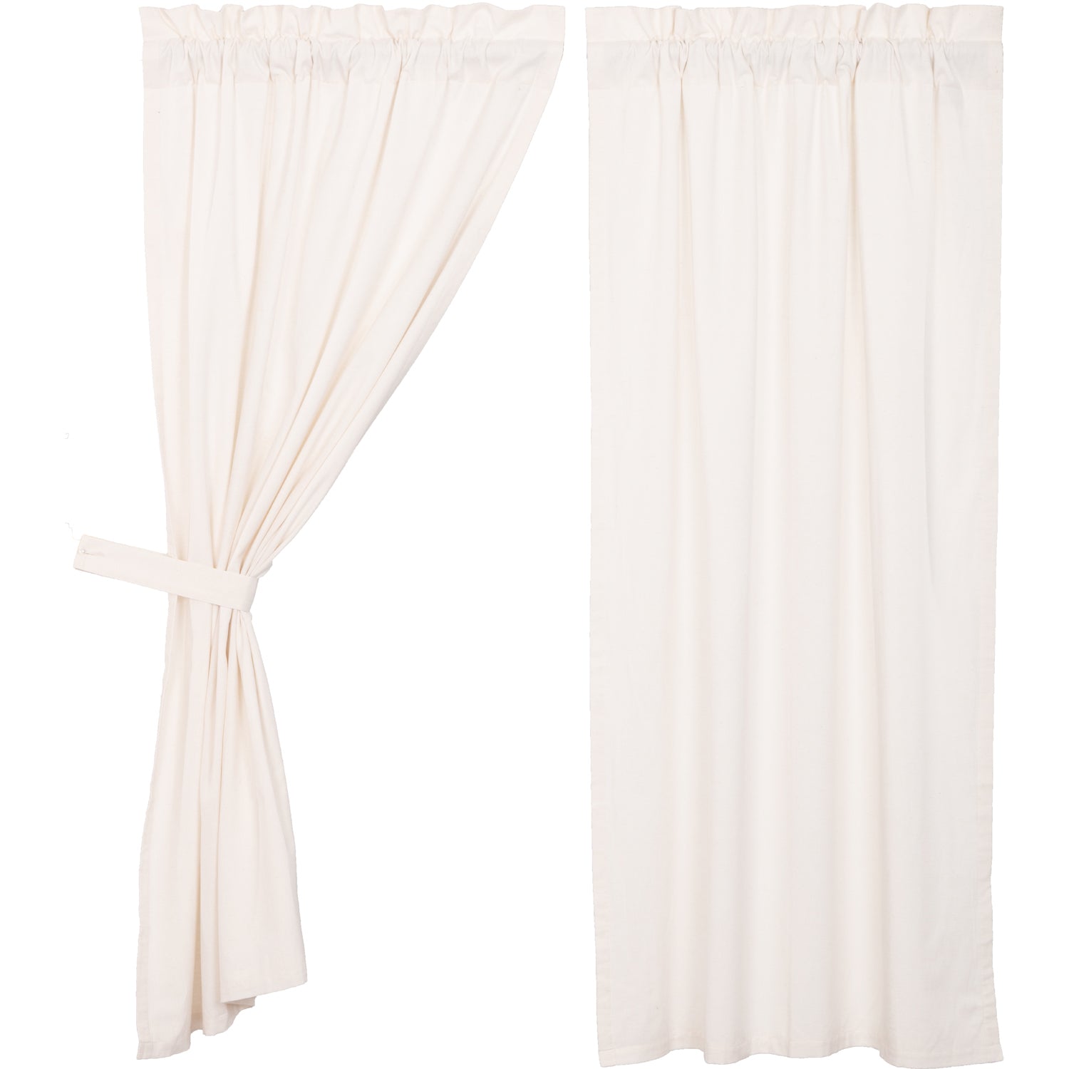 Simple Life Flax Antique White Short Panel Country Style Curtain Set of 2 63