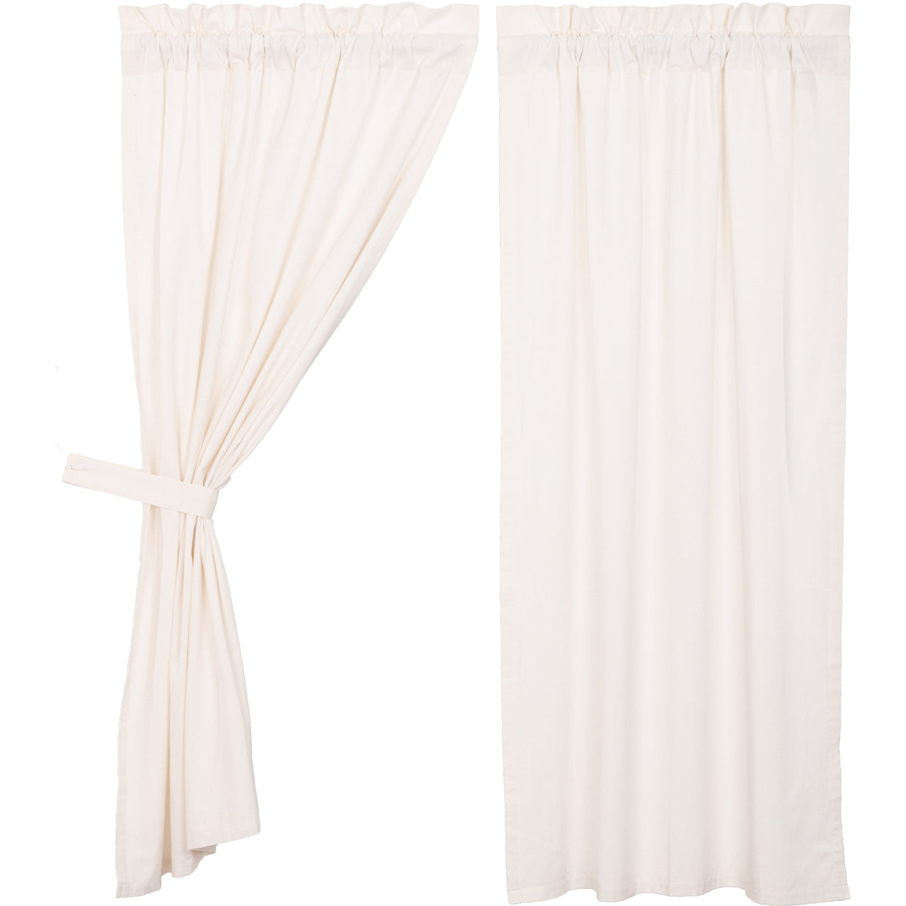 Simple Life Flax Antique White Short Panel Country Style Curtain Set of 2 63"x36"