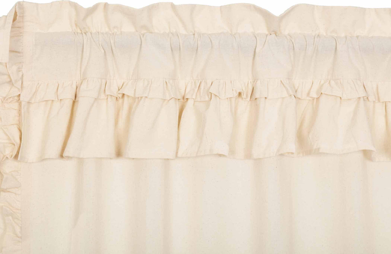 Muslin Ruffled Unbleached Natural Prairie Long Panel Curtain Set of 2 - The Fox Decor