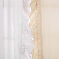 Thumbnail for Muslin Ruffled Unbleached Natural Prairie Short Panel Curtain Set 63x36x18 VHC Brands