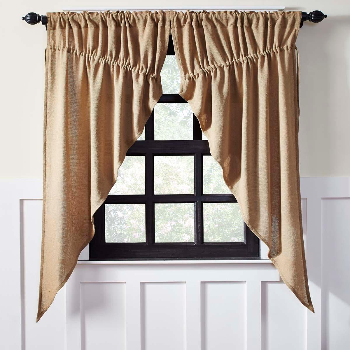 Burlap Natural Prairie Short Panel Curtain Set of 2 63x36x18 VHC Brands - The Fox Decor