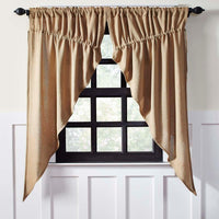 Thumbnail for Burlap Natural Prairie Short Panel Curtain Set of 2 63x36x18 VHC Brands