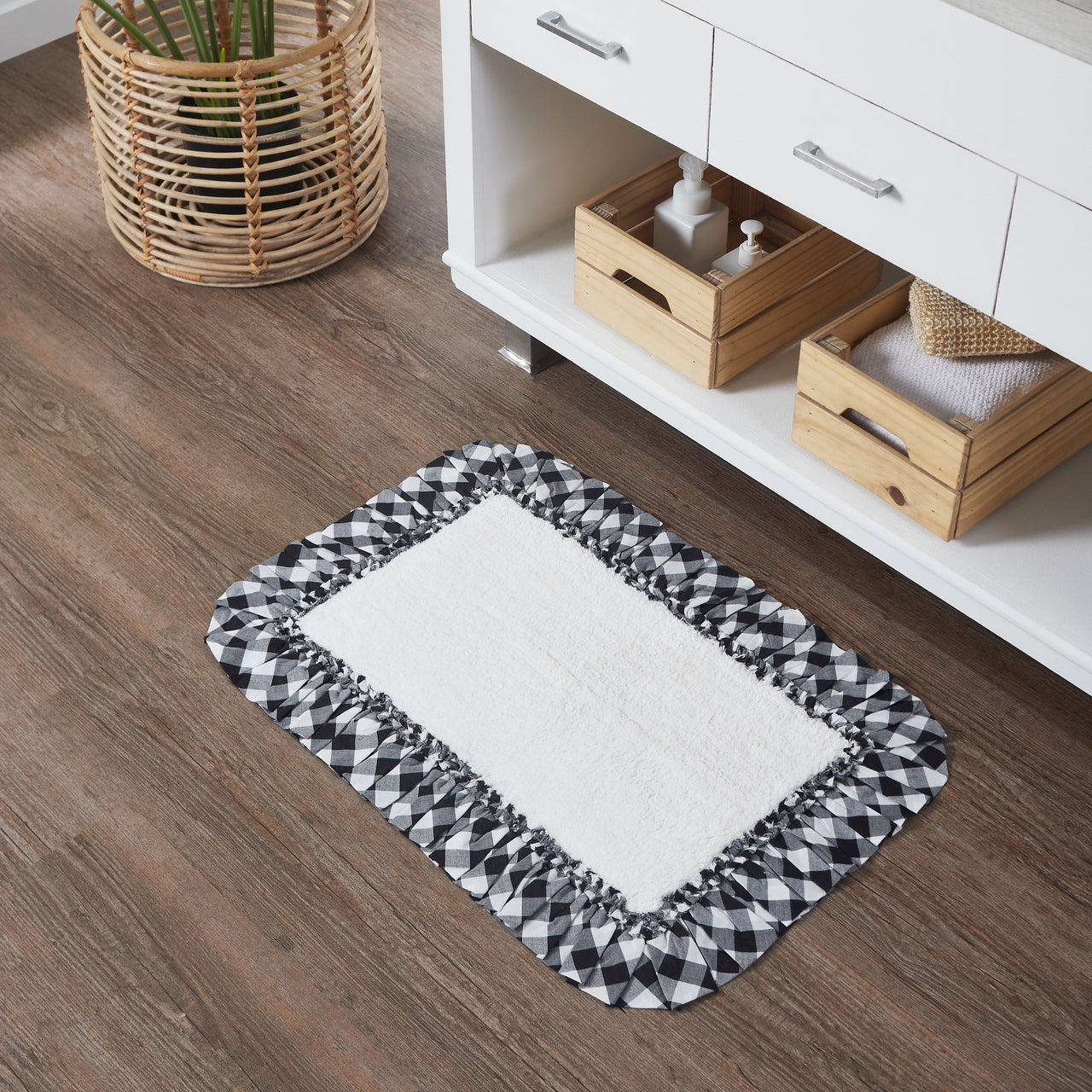Annie Buffalo Black Check Bathmat 20" x 30" VHC Brands - The Fox Decor