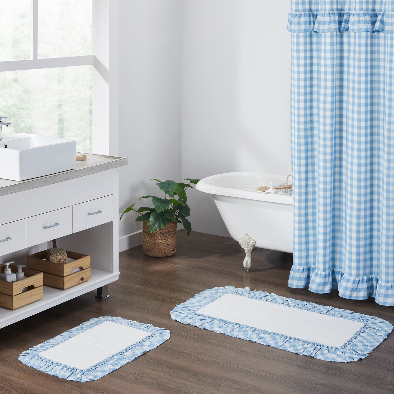 Annie Buffalo Blue Check Bathmat 27" x 48" VHC Brands - The Fox Decor