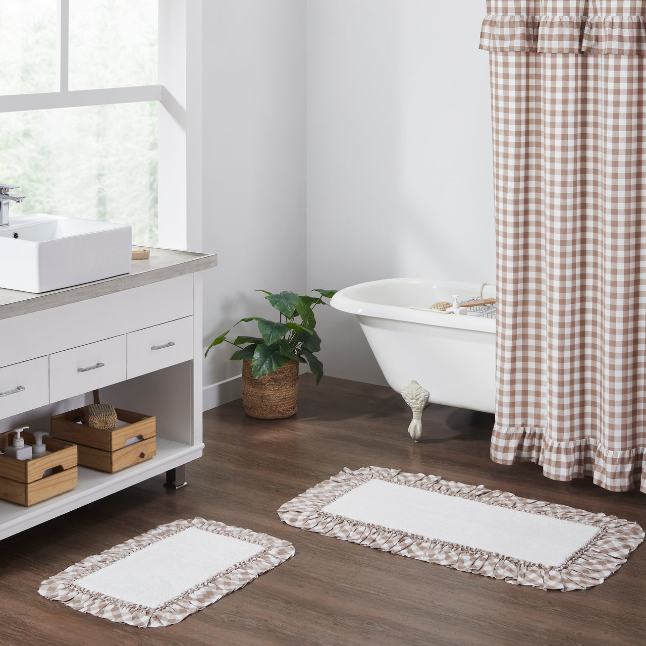 Annie Buffalo Portabella Check Bathmat 27" x 48" VHC Brands - The Fox Decor