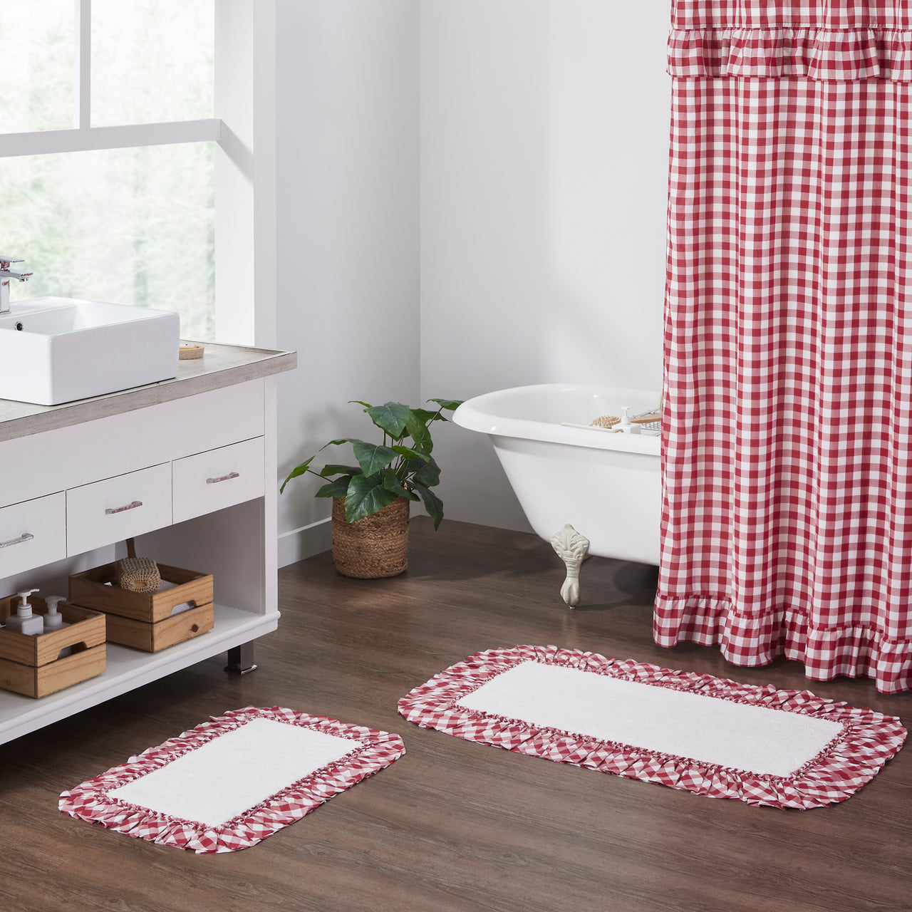 Annie Buffalo Red Check Bathmat 27" x 48" VHC Brands - The Fox Decor