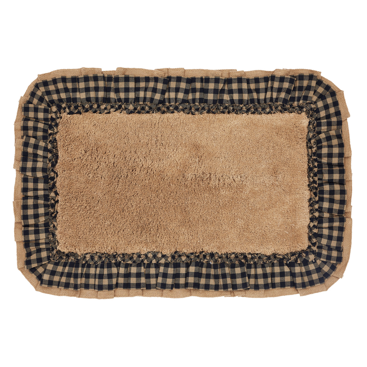 Burlap Natural w/ Black Check Bathmat 20" x 30" VHC Brands