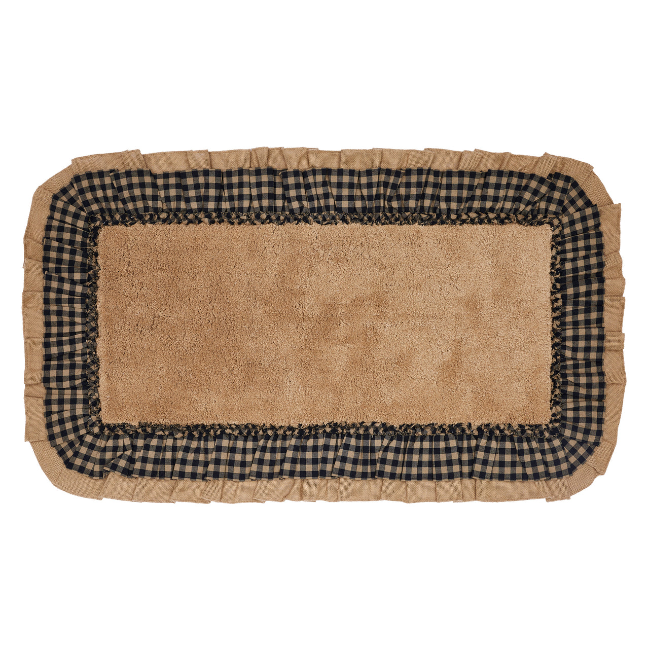 Burlap Natural w/ Black Check Bathmat 27" x 48" VHC Brands