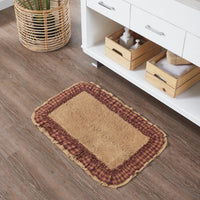 Thumbnail for Burlap Natural w/ Burgundy Check Bathmat 20