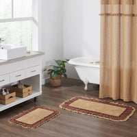 Thumbnail for Burlap Natural w/ Burgundy Check Bathmat 20