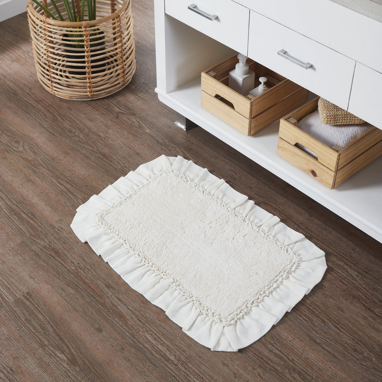 Burlap Antique White Bathmat 20" x 30" VHC Brands - The Fox Decor