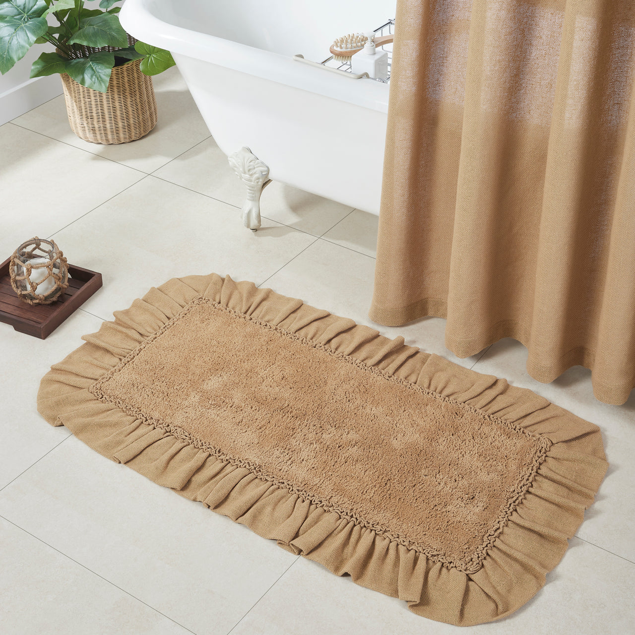Burlap Natural Bathmat 27" x 48" VHC Brands - The Fox Decor