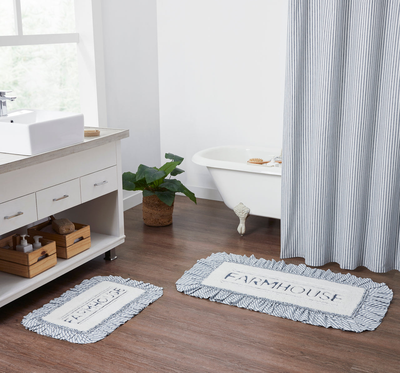 Sawyer Mill Blue Farmhouse Bathmat 20" x 30" VHC Brands - The Fox Decor