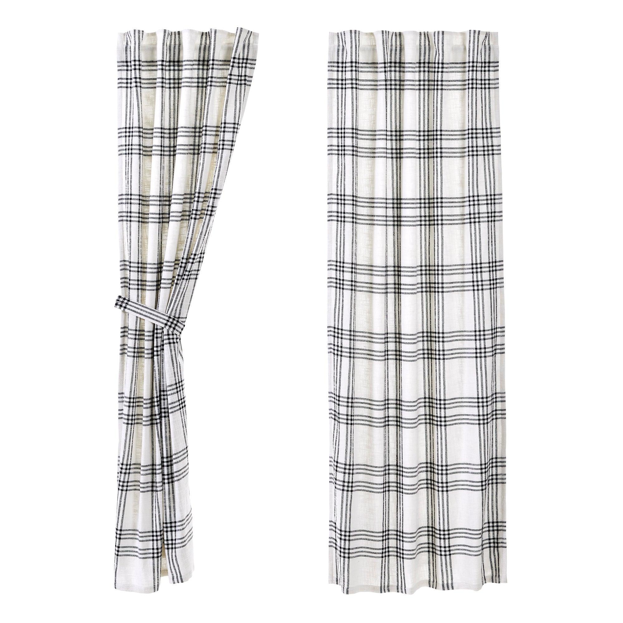 Black Plaid Curtain Panel Set of 2 84x40 VHC Brands - The Fox Decor