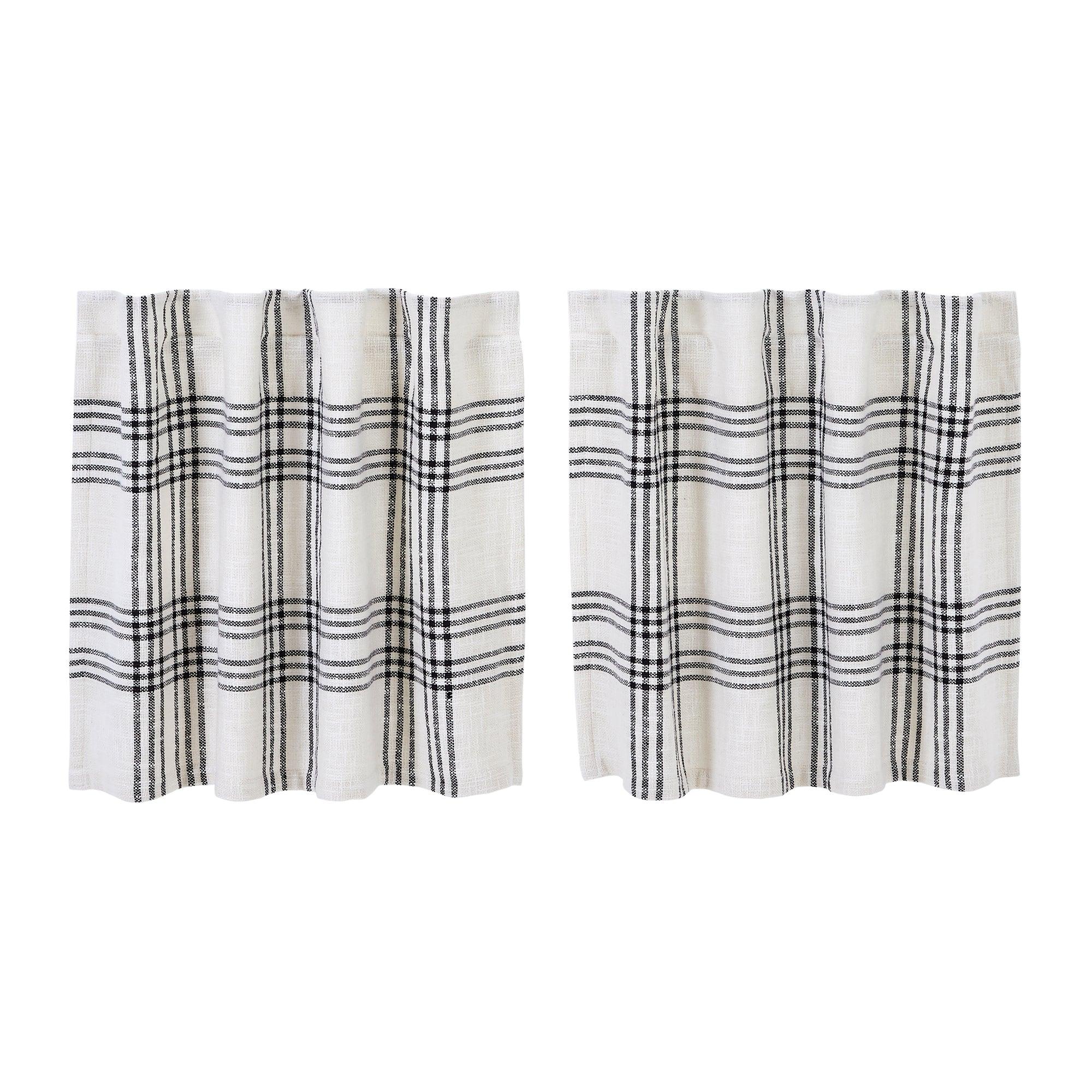 Black Plaid Tier Curtain Set of 2 L24xW36 VHC Brands - The Fox Decor