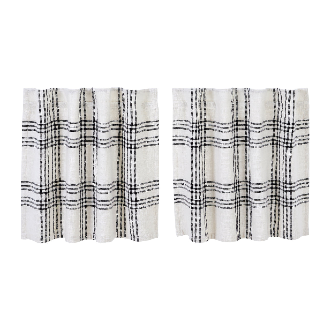 Black Plaid Tier Curtain Set of 2 L24xW36 VHC Brands