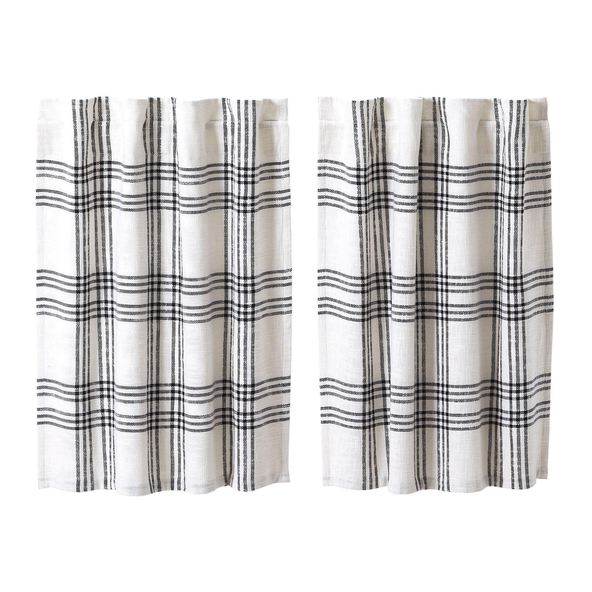 Black Plaid Tier Curtain Set of 2 L36xW36 VHC Brands - The Fox Decor