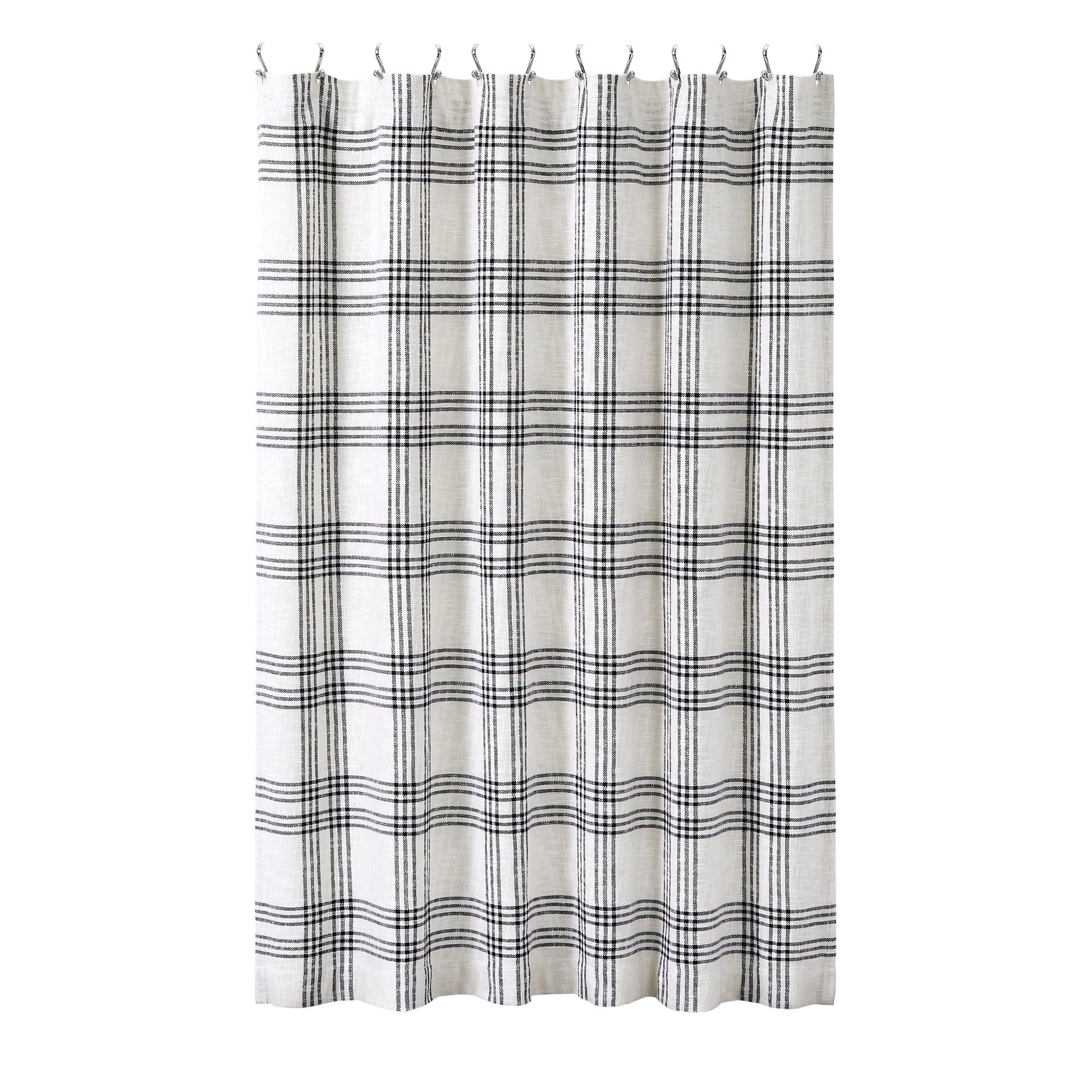Black Plaid Shower Curtain 72x72 VHC Brands - The Fox Decor