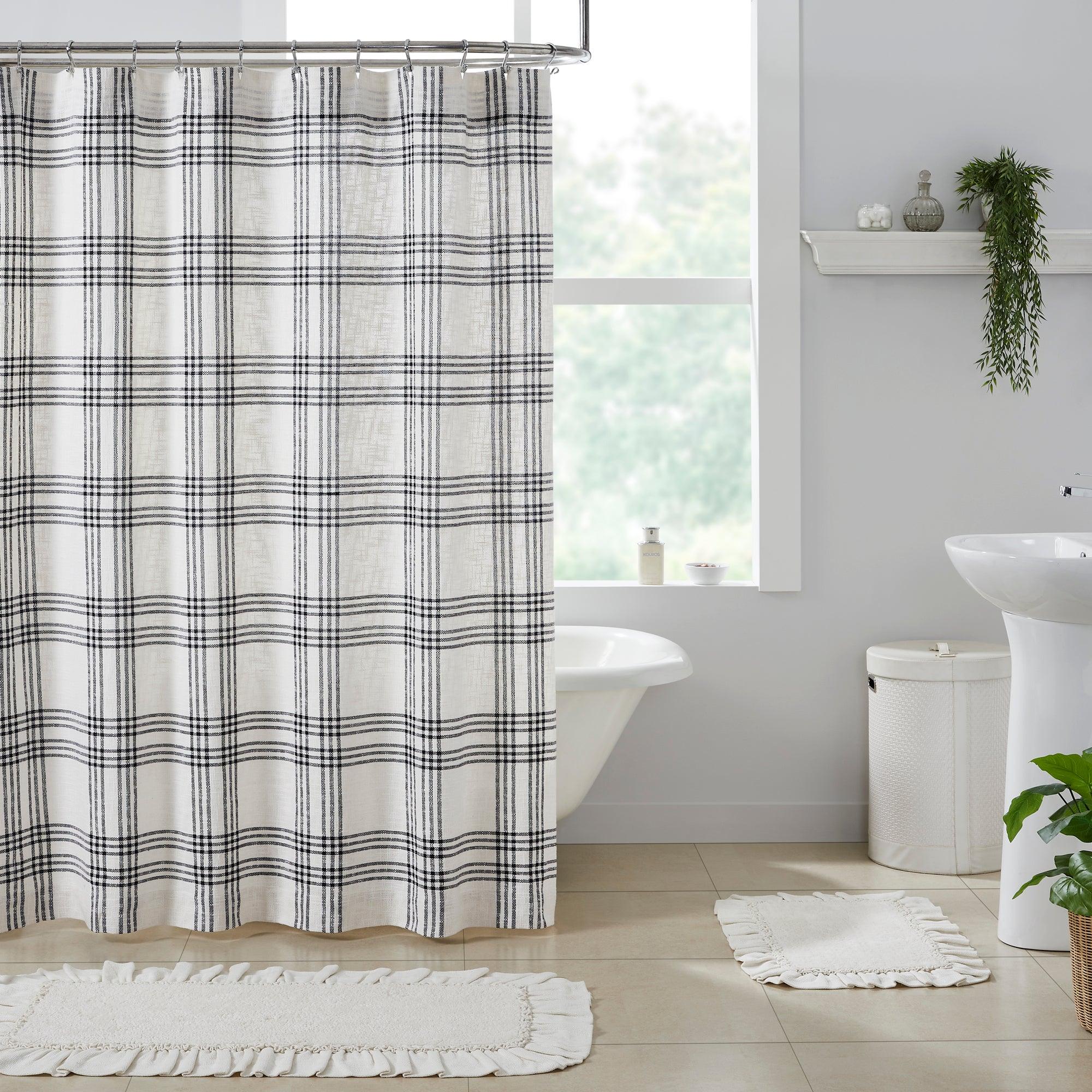Black Plaid Shower Curtain 72x72 VHC Brands - The Fox Decor