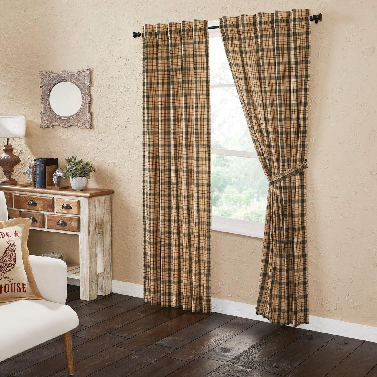 Cider Mill Plaid Panel Curtain Set of 2 84x40 VHC Brands