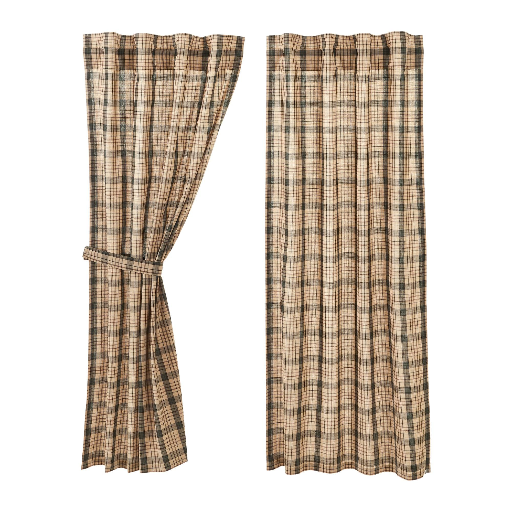 Cider Mill Plaid Short Panel Curtain Set of 2 63x36 VHC Brands - The Fox Decor