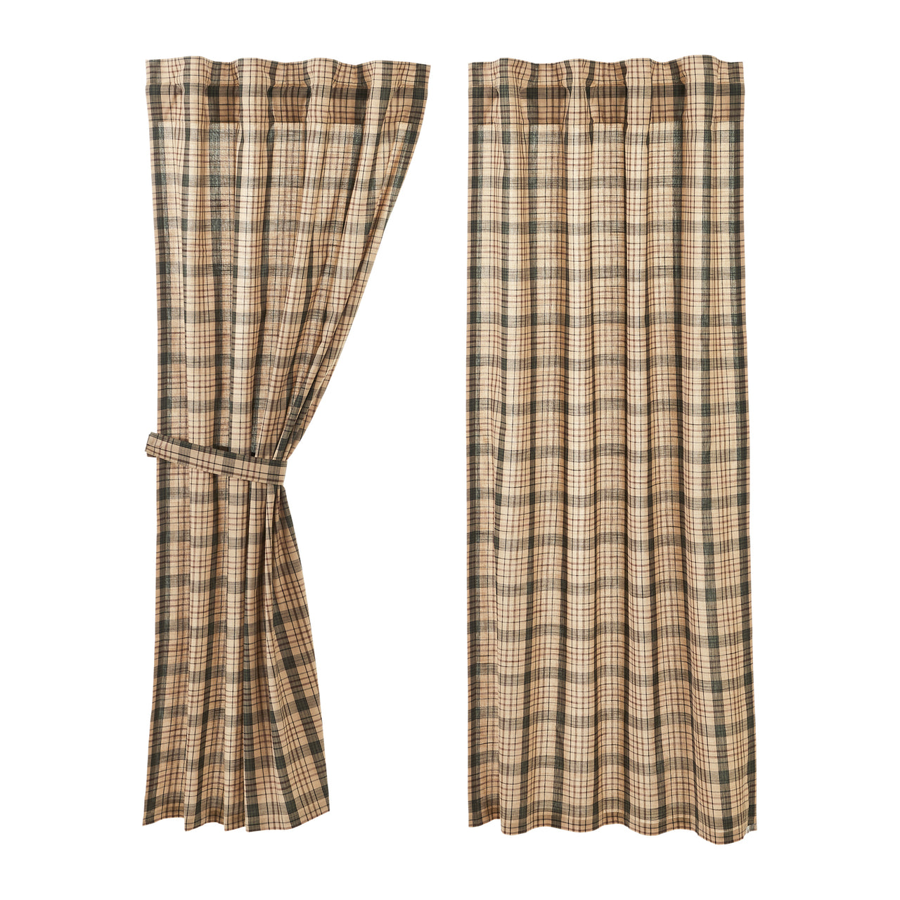 Cider Mill Plaid Short Panel Curtain Set of 2 63x36 VHC Brands