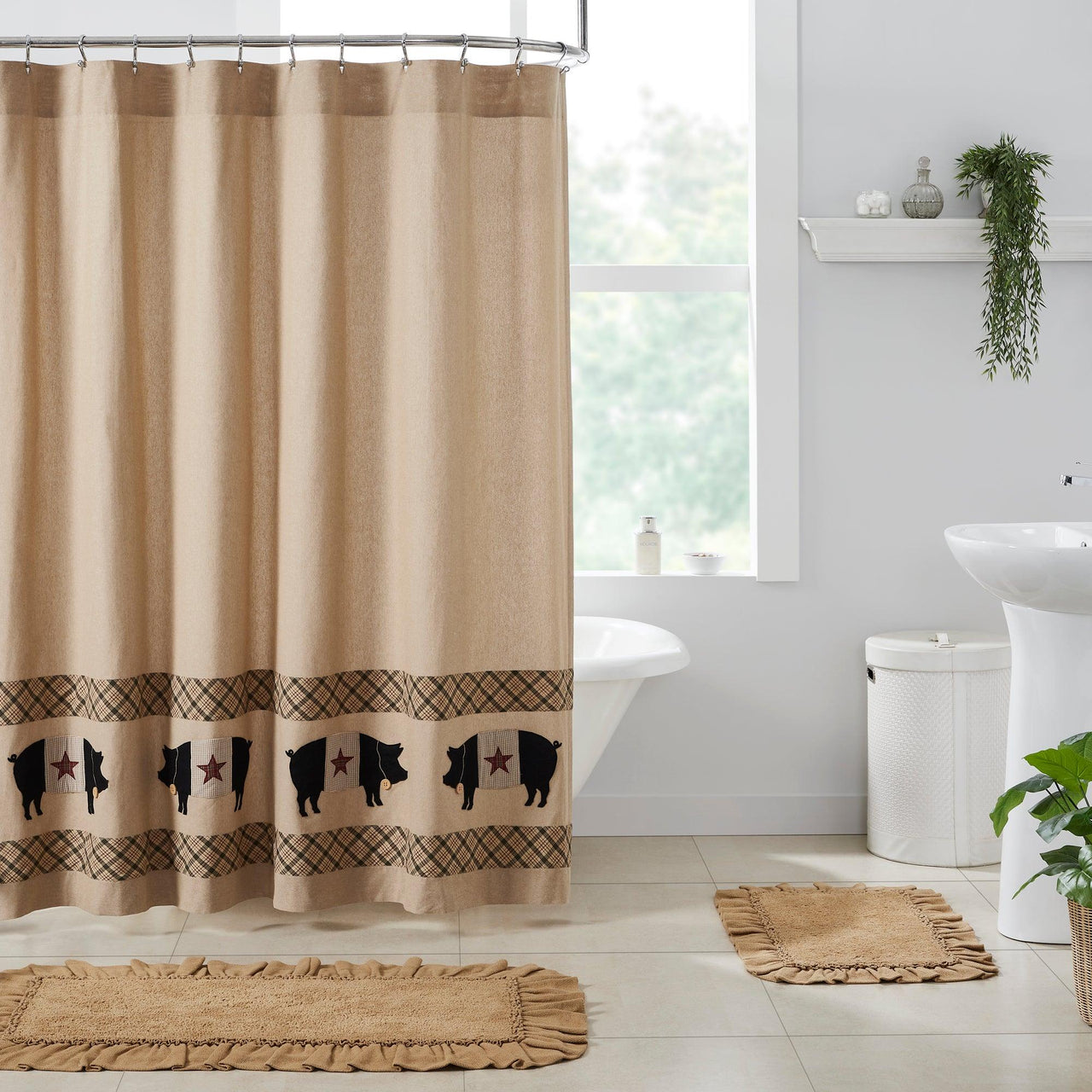 Cider Mill Primitive Pig Shower Curtain 72x72 VHC Brands