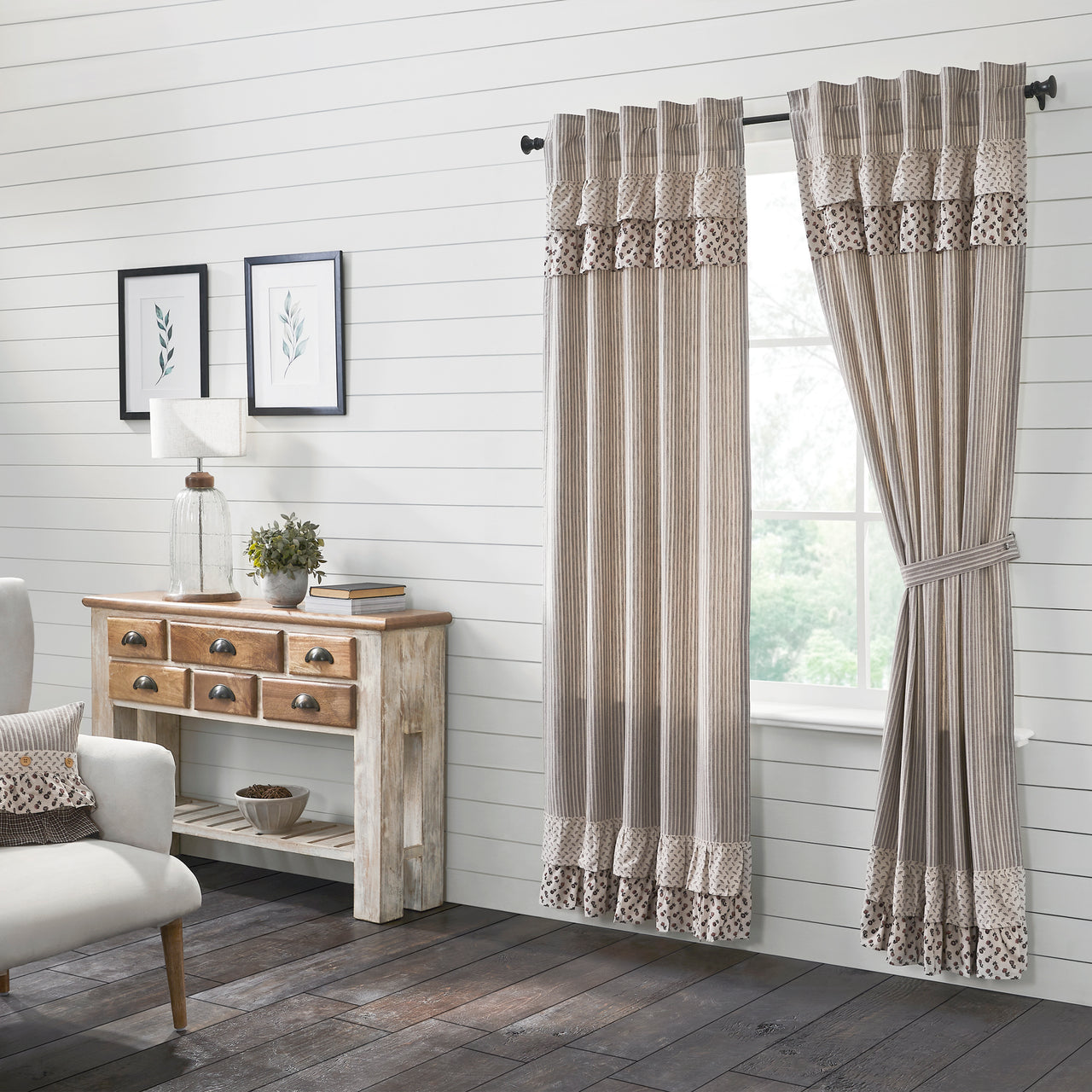 Florette Ruffled Panel Curtain Set of 2 84x40 VHC Brands