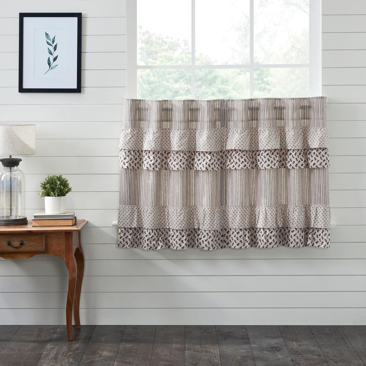 Florette Ruffled Tier Curtain Set of 2 L36xW36 VHC Brands - The Fox Decor