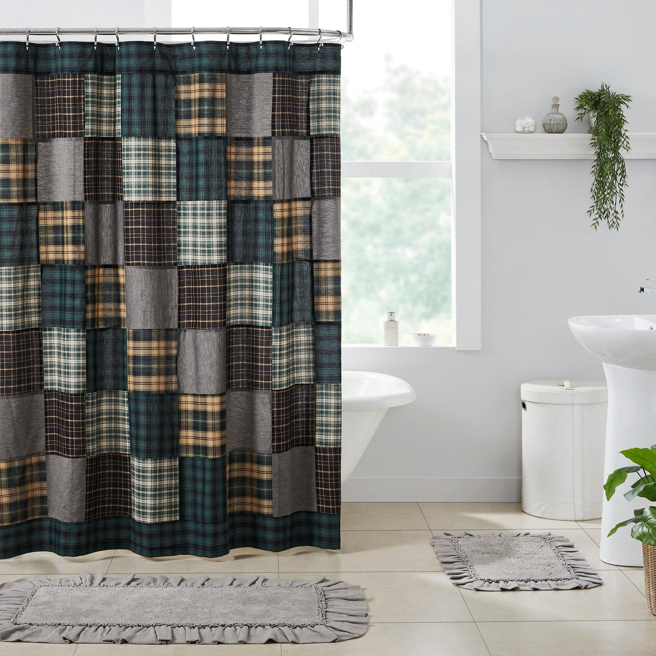 Pine Grove Patchwork Shower Curtain 72x72 VHC Brands