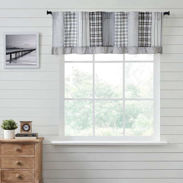 Sawyer Mill Black Patchwork Valance Curtain 19x60 VHC Brands - The Fox Decor