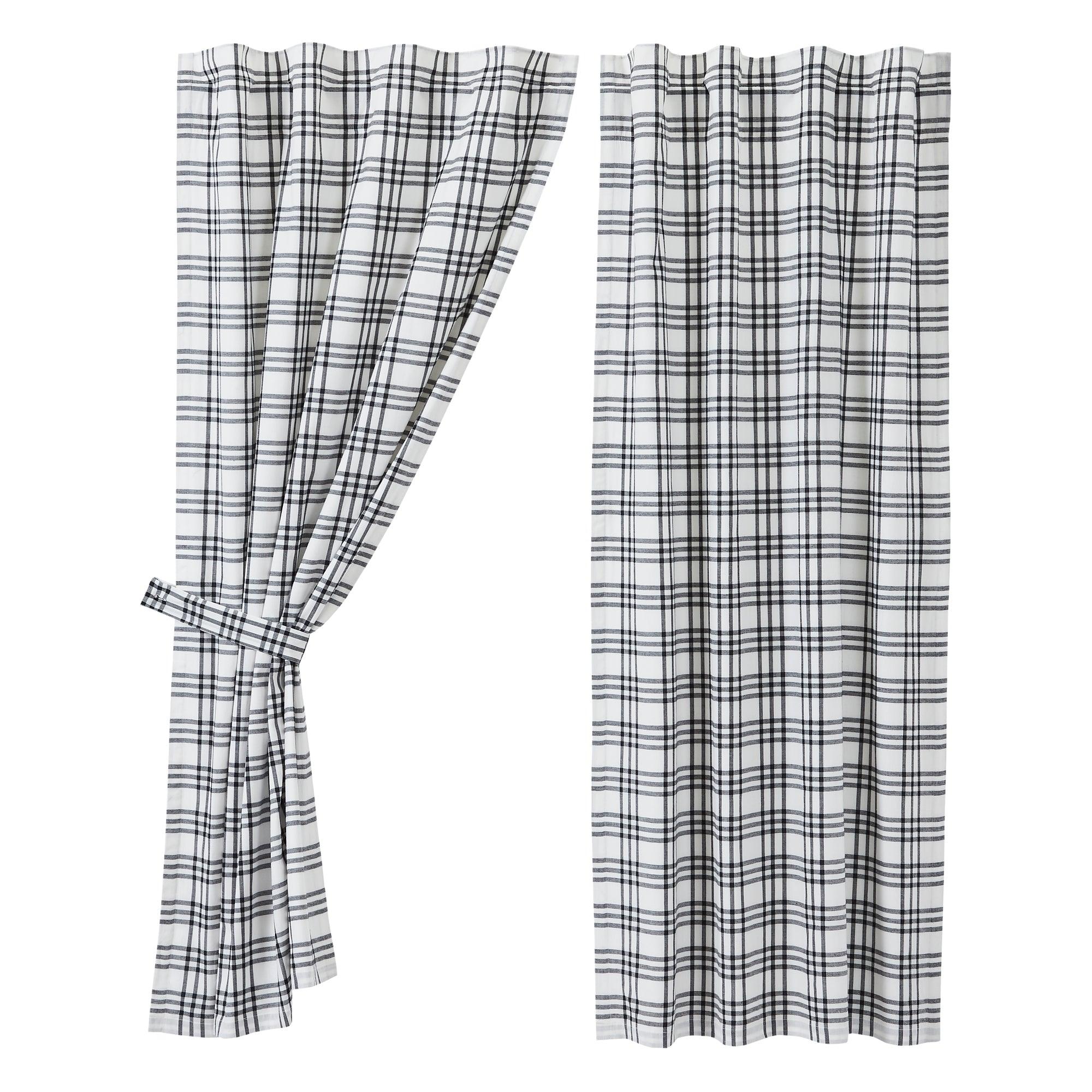 Sawyer Mill Black Plaid Short Panel Curtain Set of 2 63x36 VHC Brands - The Fox Decor